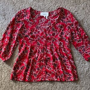 Ba&sh Red and White Floral Blouse
